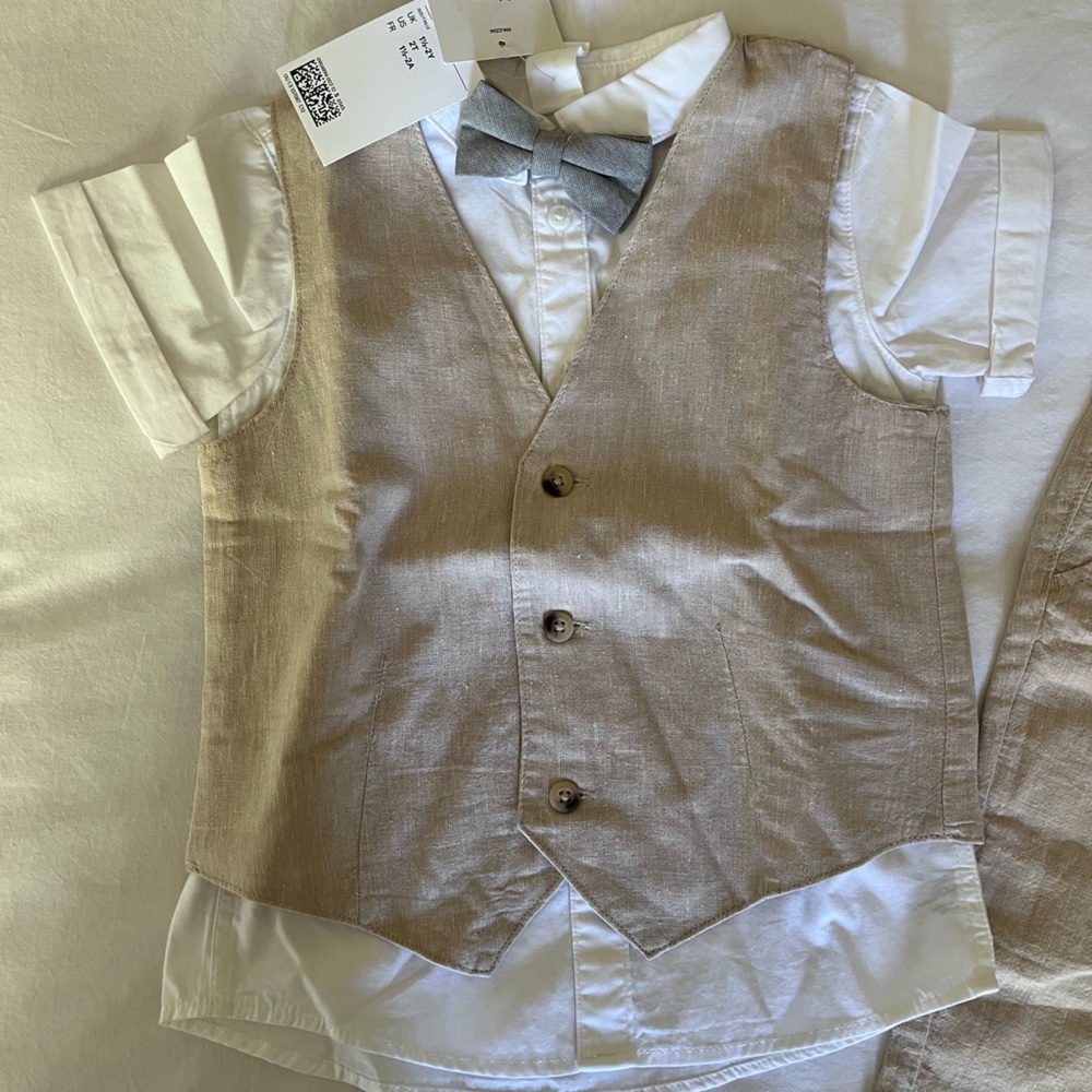 H&M Tan Summer Suit Set with Bow tie